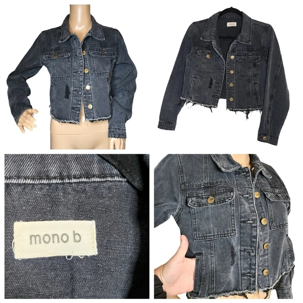 Mono b charcoal distressed jean jacket.